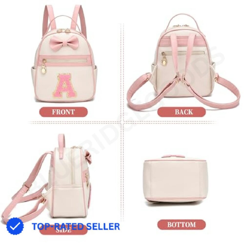 Personalized Initial Mini Backpack Vegan Leather … - image 6